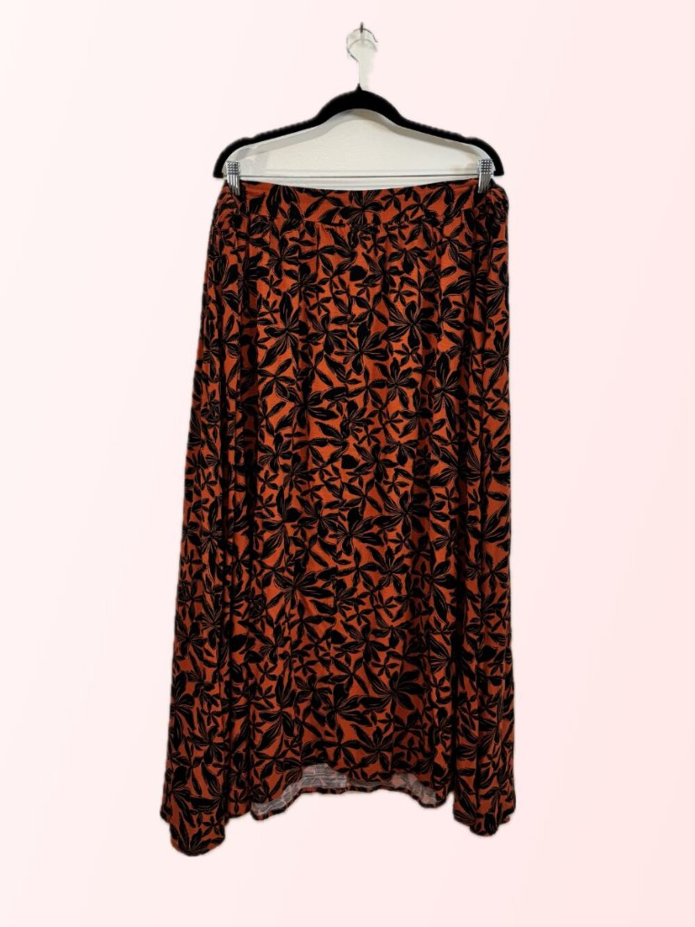 Ava & Viv Rust Orange Floral Maxi Skirt XXL